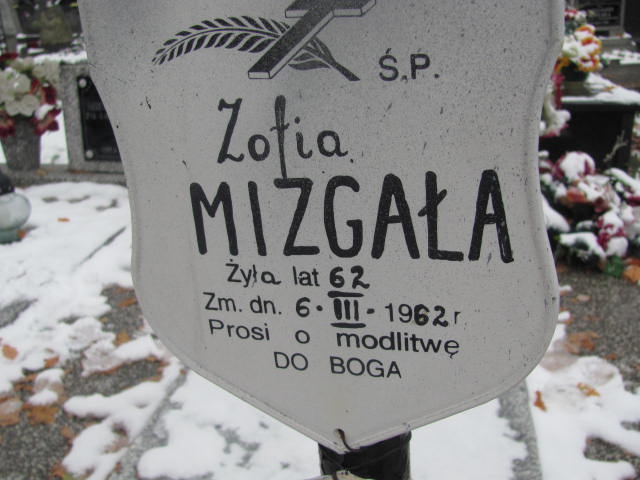 Zofia Mizgała 1900 Janów Złoty Potok - Grobonet - Wyszukiwarka osób pochowanych